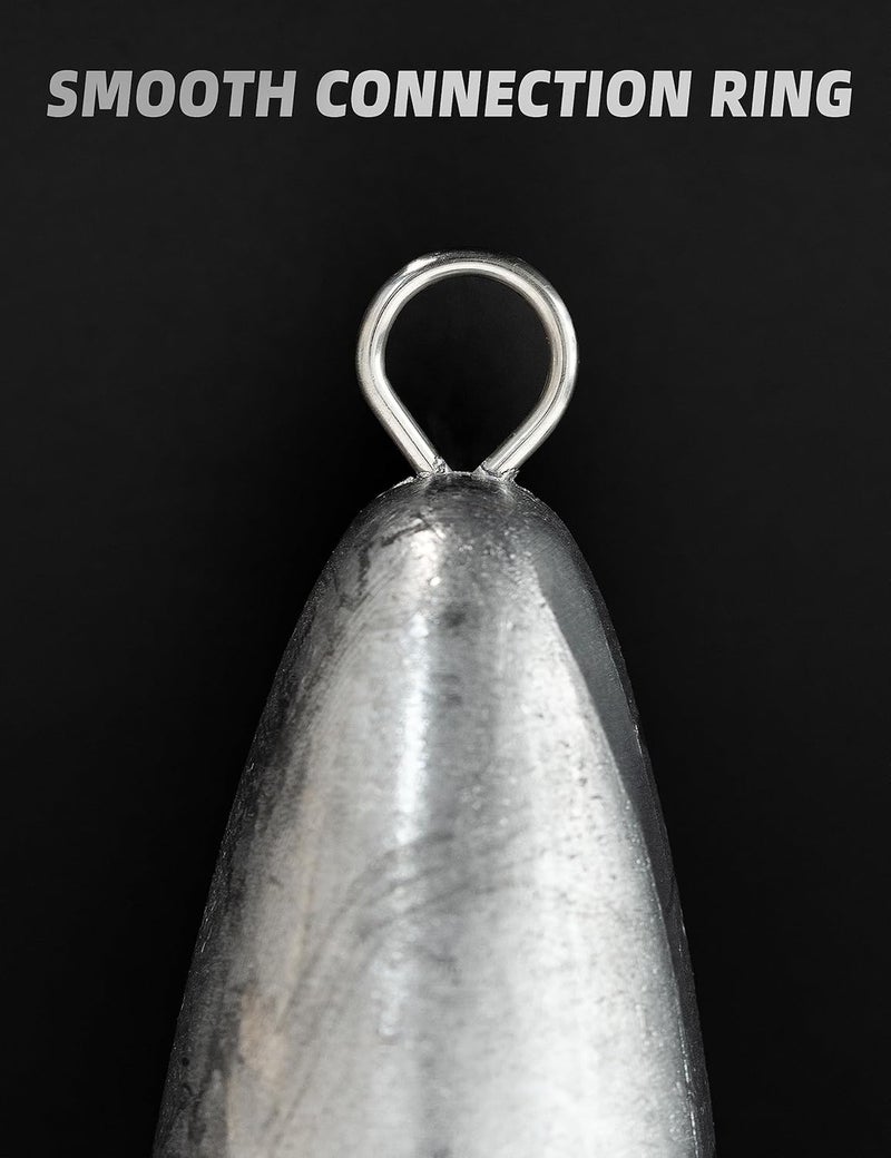 BLUEWING Torpedo Sinker Through Wire Fishing Weight Saltwater Bullet Lead Double Ringed 2oz-48oz - Image 3